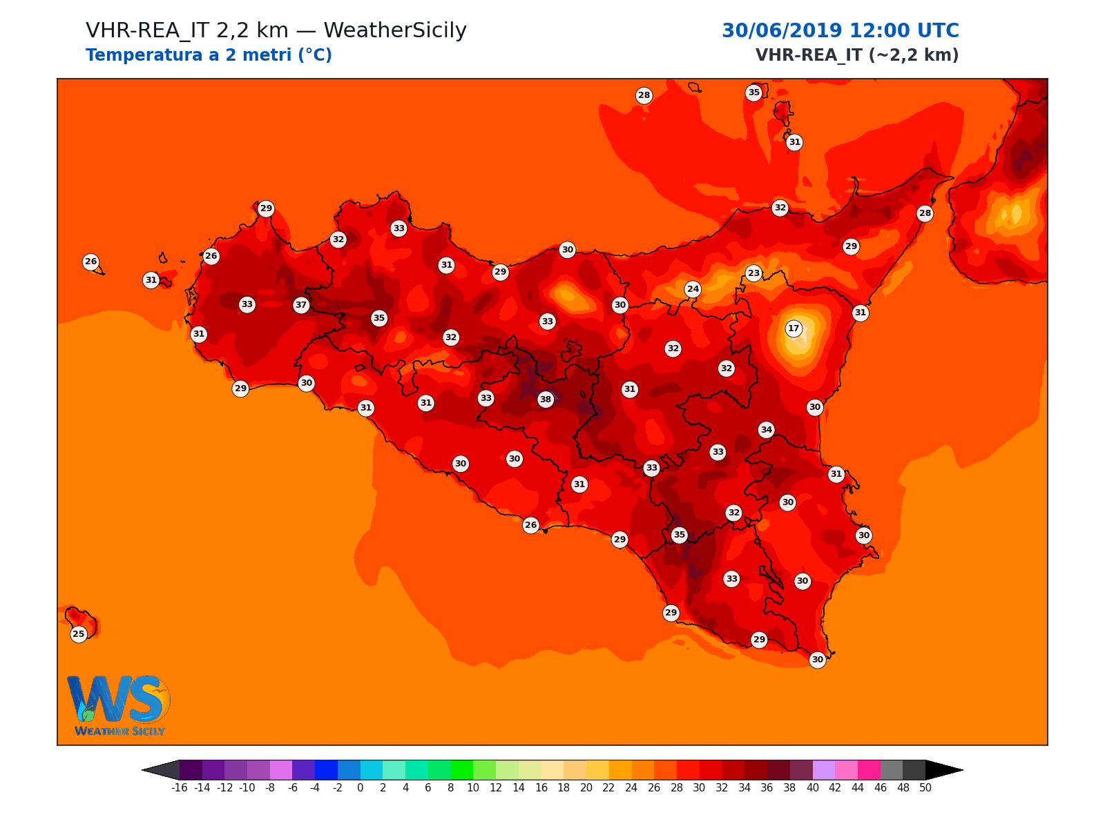 Temperatura a 2 metri · 2019063012