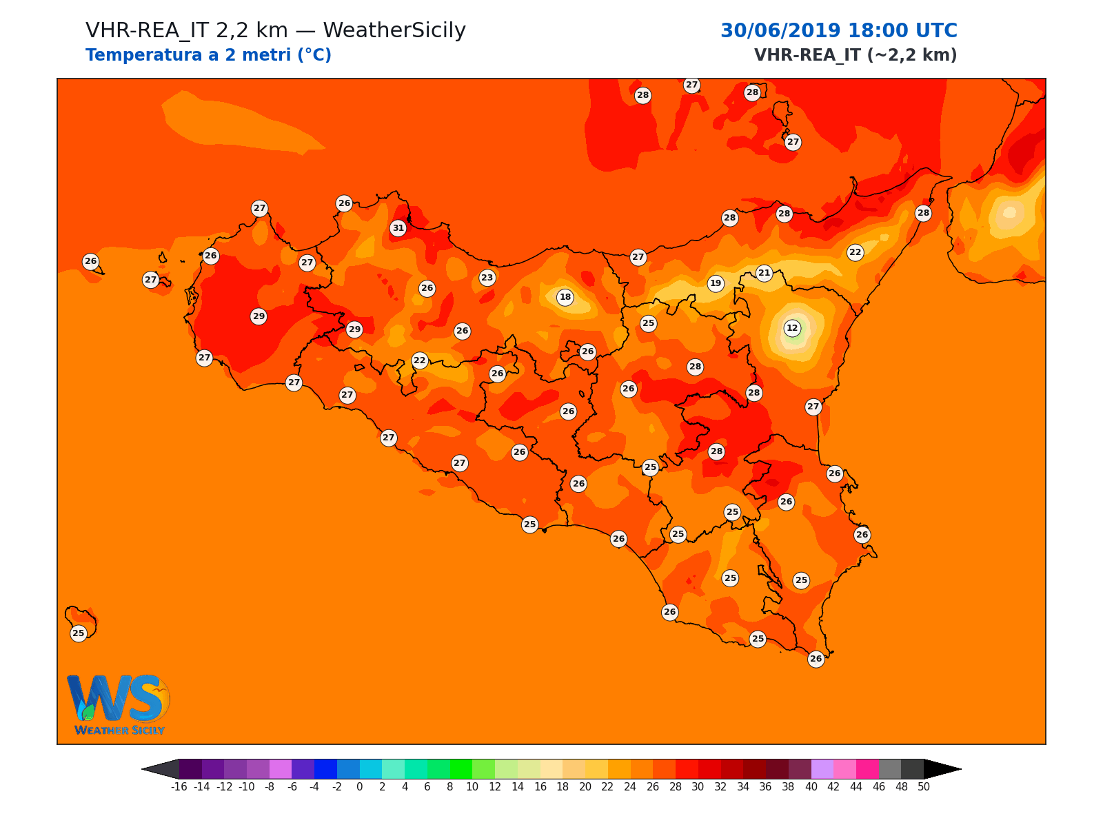 Temperatura a 2 metri · 2019063018