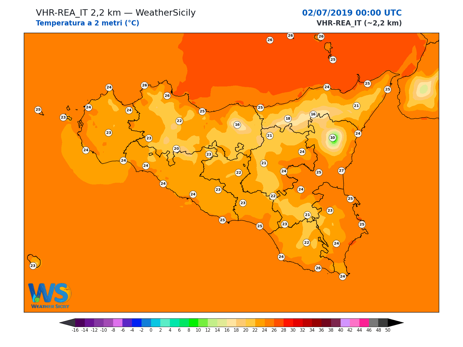 Temperatura a 2 metri · 2019070200