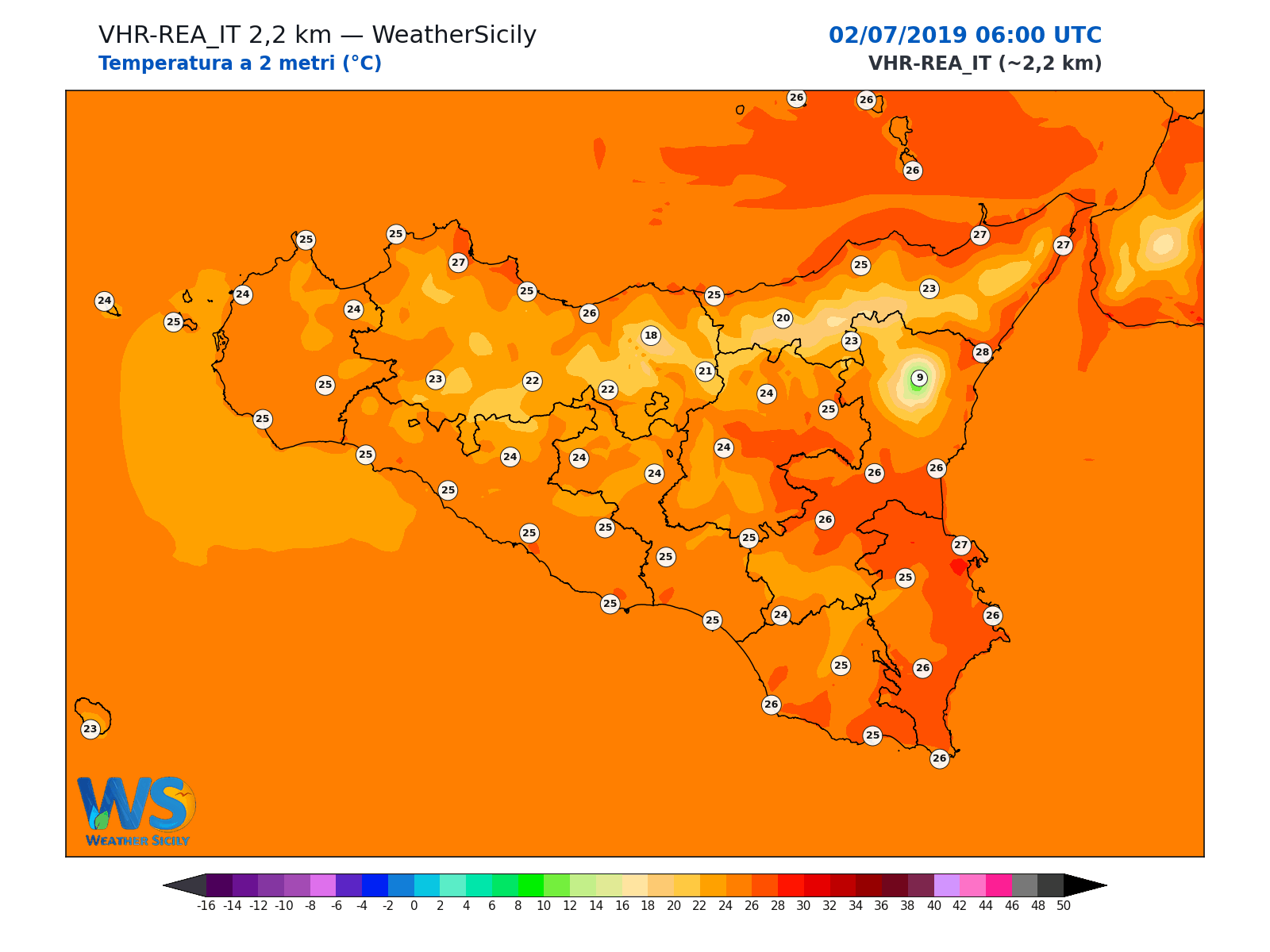 Temperatura a 2 metri · 2019070206