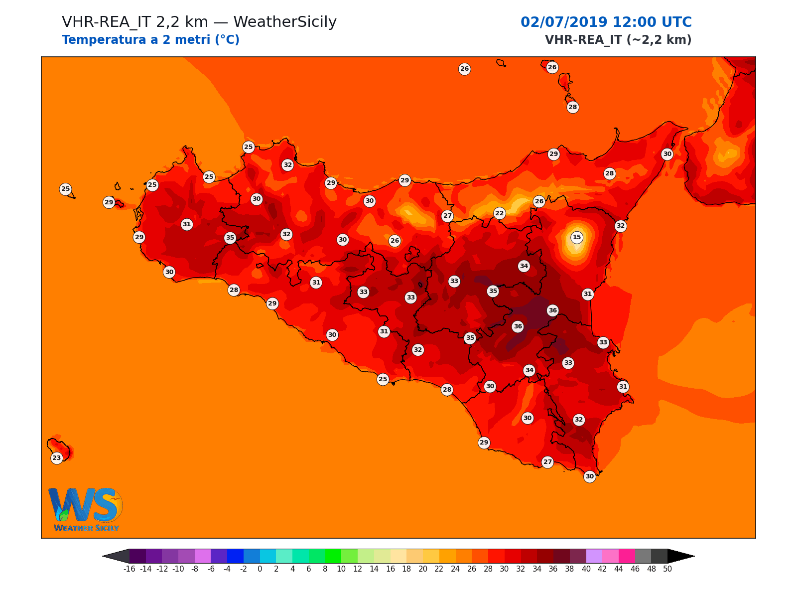 Temperatura a 2 metri · 2019070212