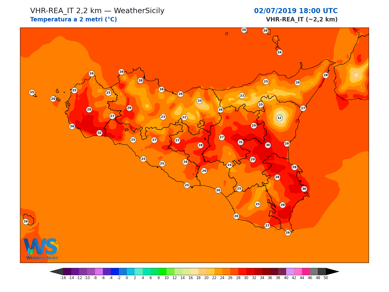 Temperatura a 2 metri · 2019070218