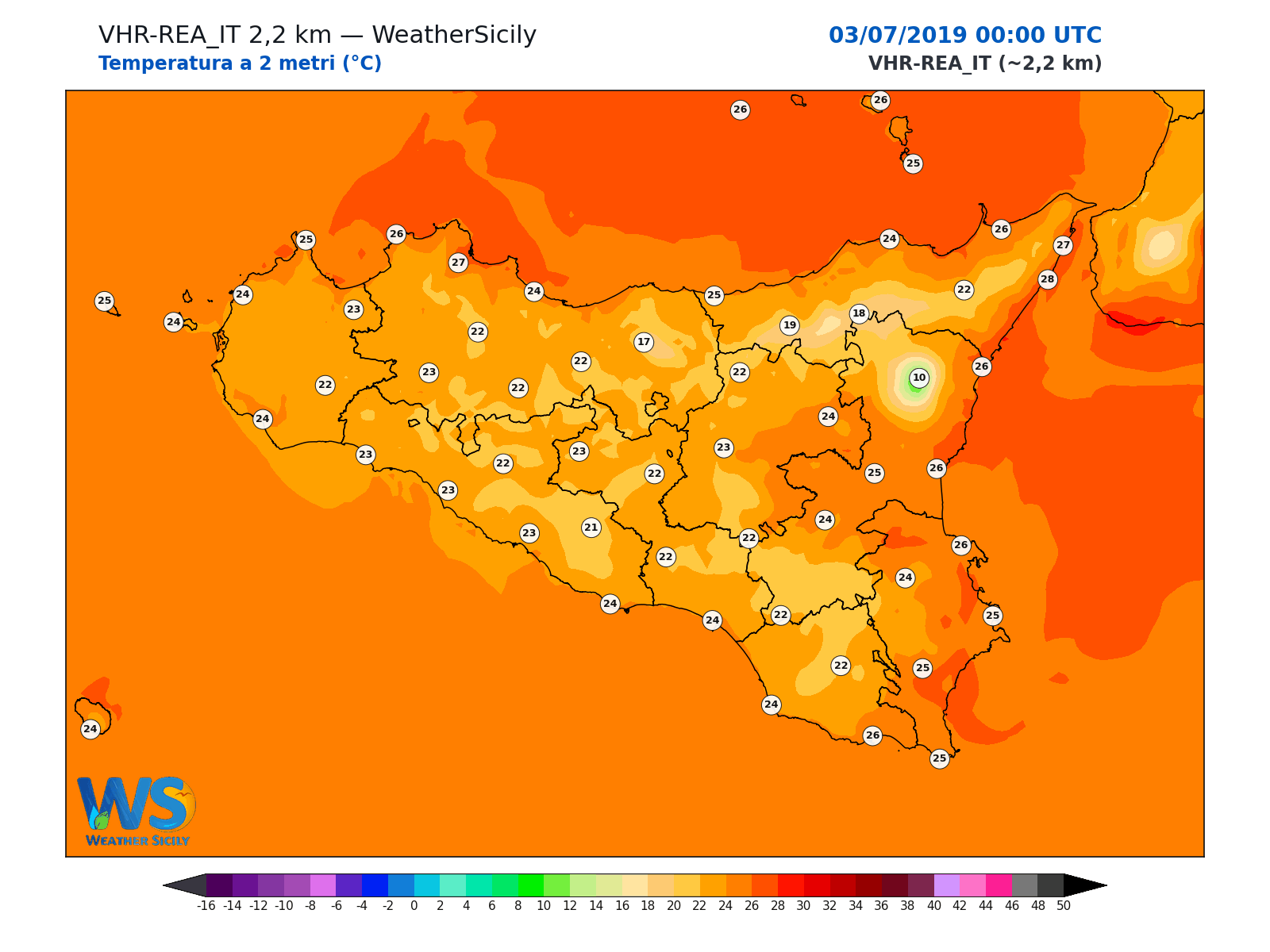 Temperatura a 2 metri · 2019070300