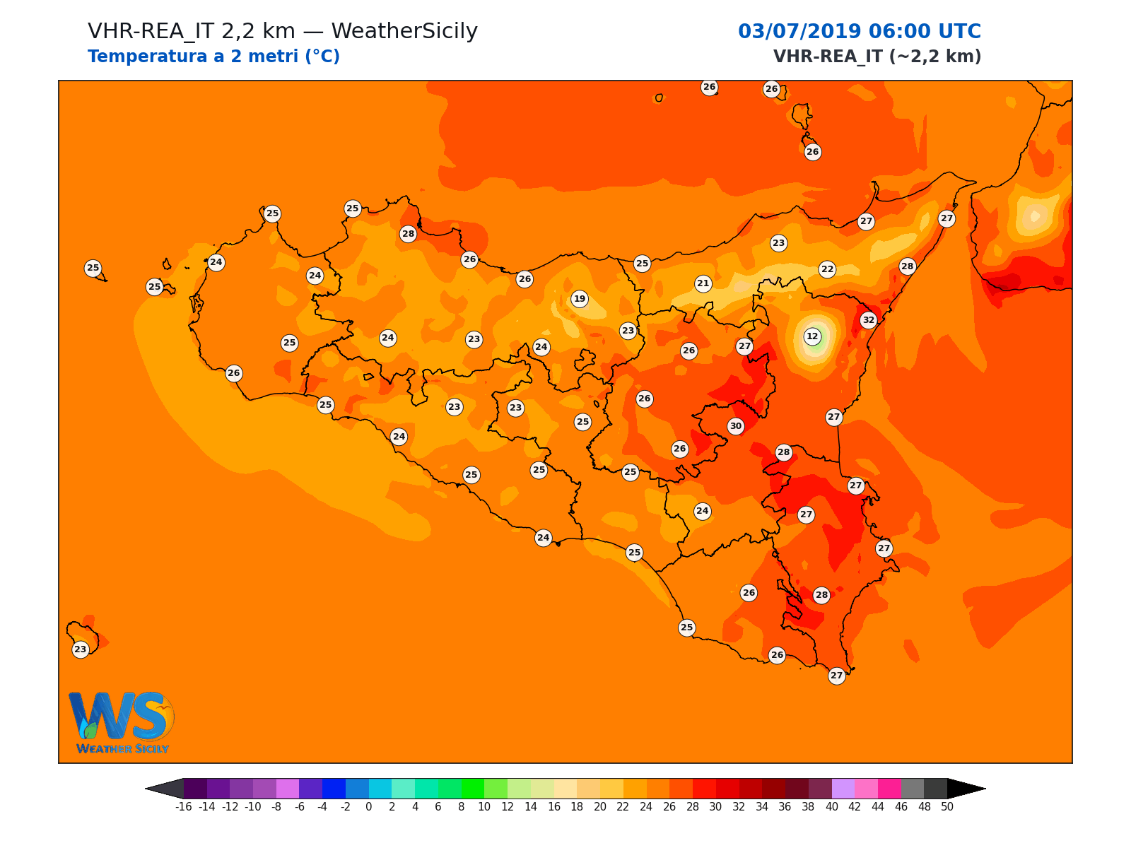 Temperatura a 2 metri · 2019070306