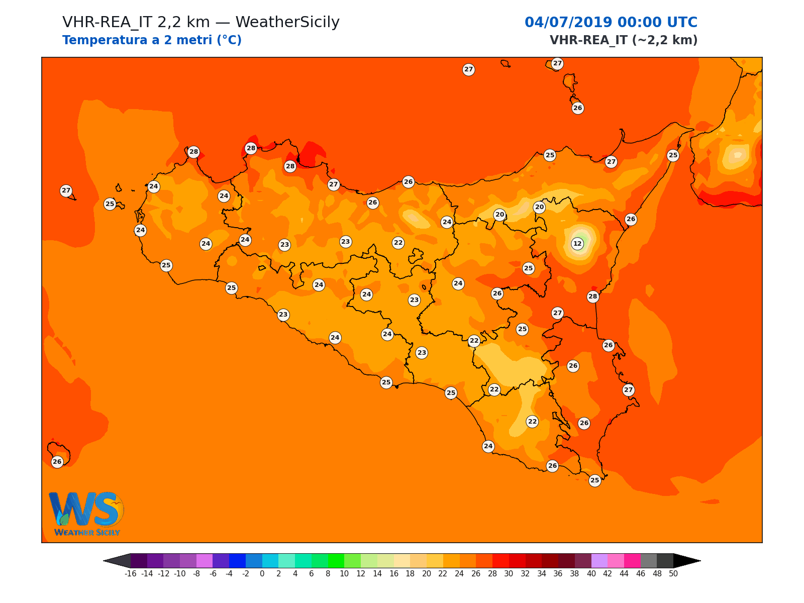 Temperatura a 2 metri · 2019070400