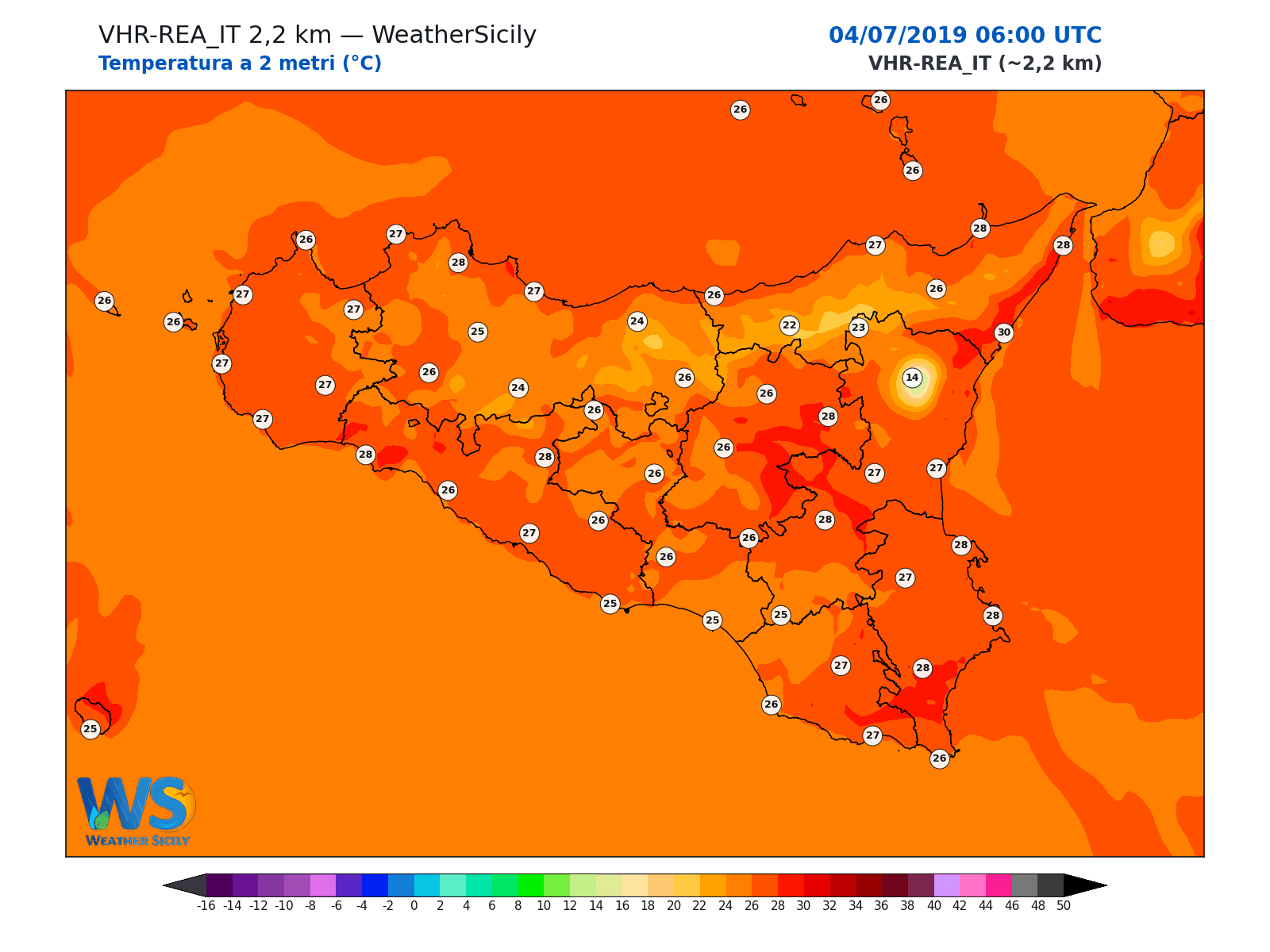 Temperatura a 2 metri · 2019070406