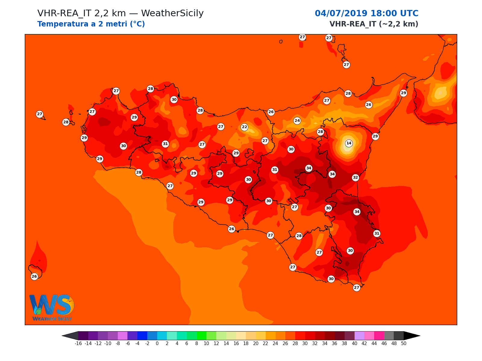 Temperatura a 2 metri · 2019070418