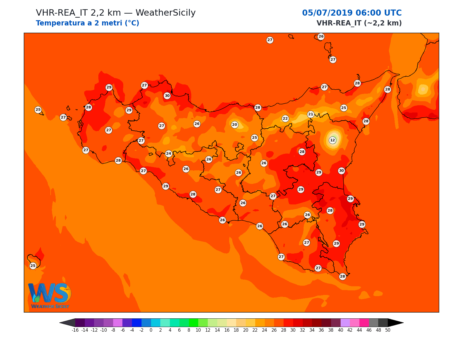 Temperatura a 2 metri · 2019070506