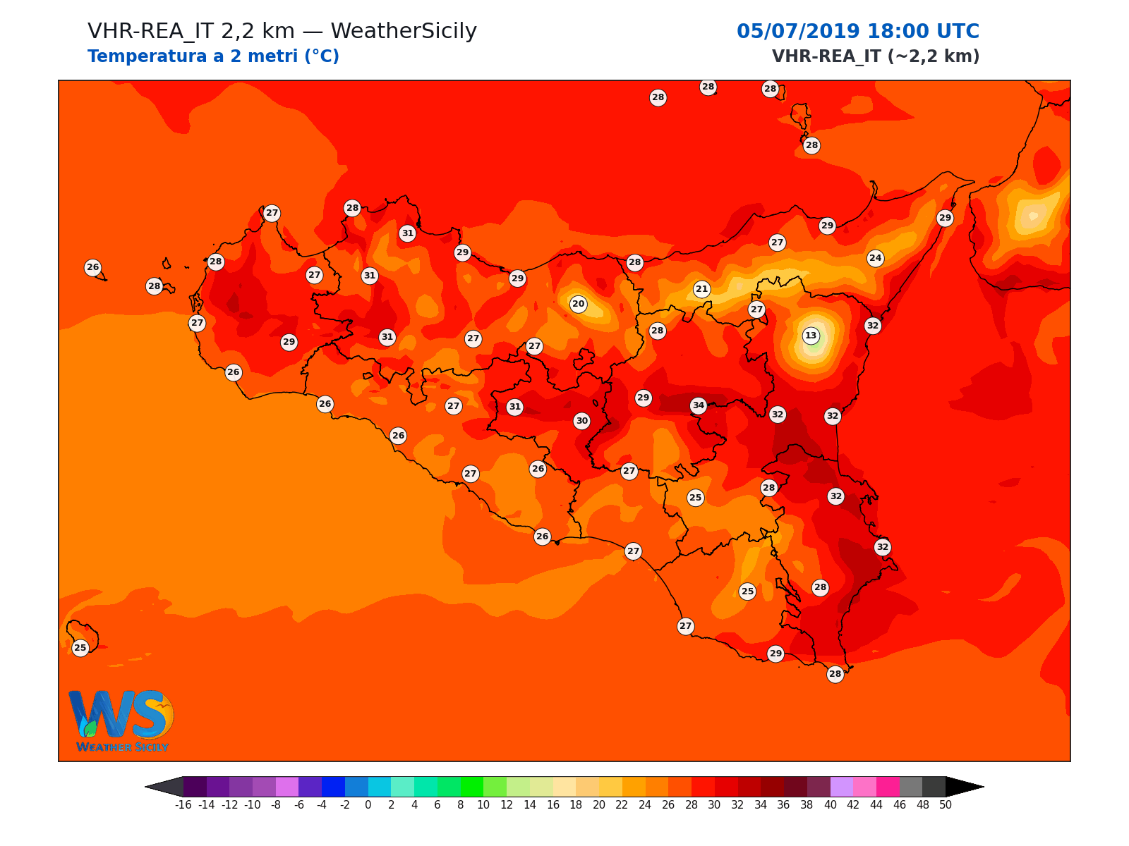 Temperatura a 2 metri · 2019070518