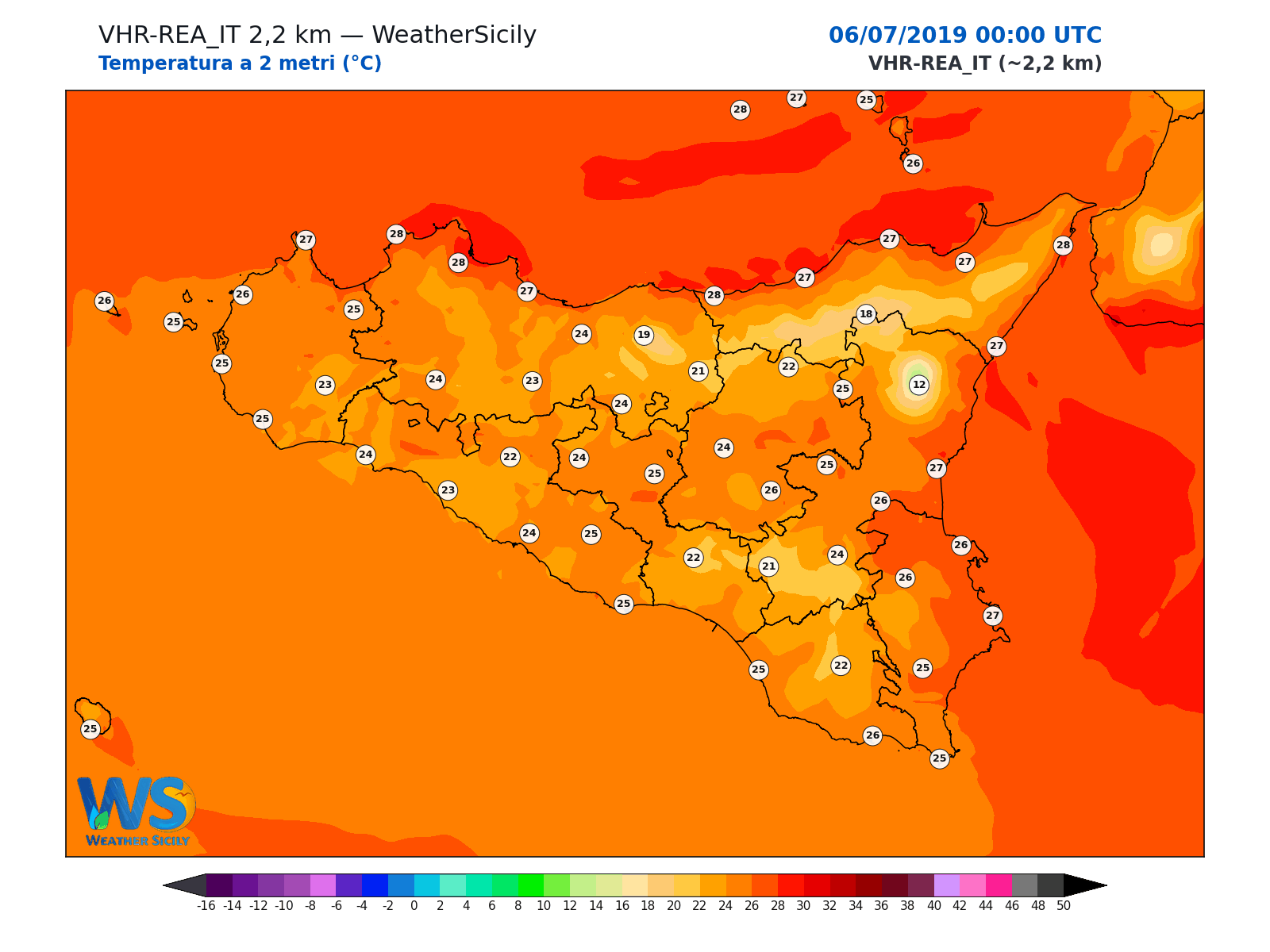 Temperatura a 2 metri · 2019070600