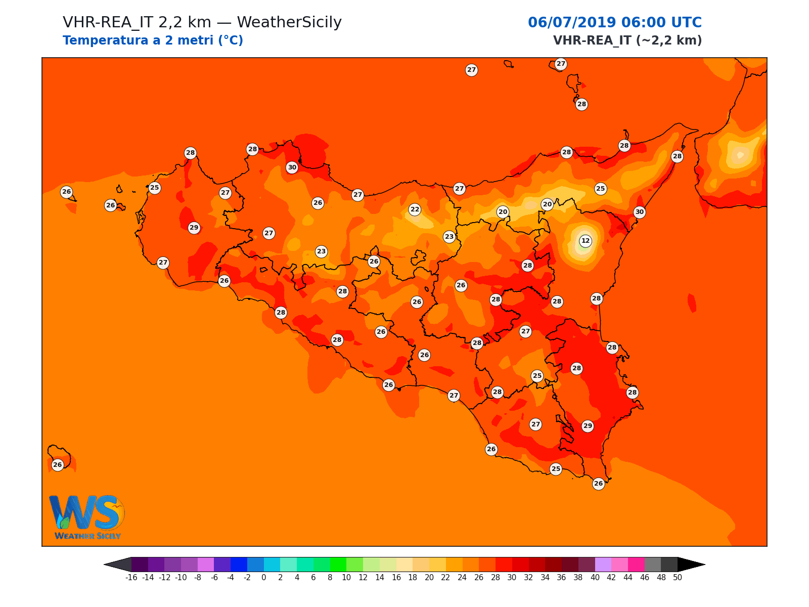 Temperatura a 2 metri · 2019070606