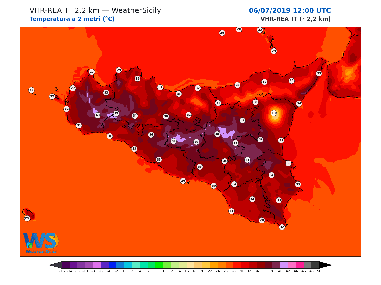 Temperatura a 2 metri · 2019070612