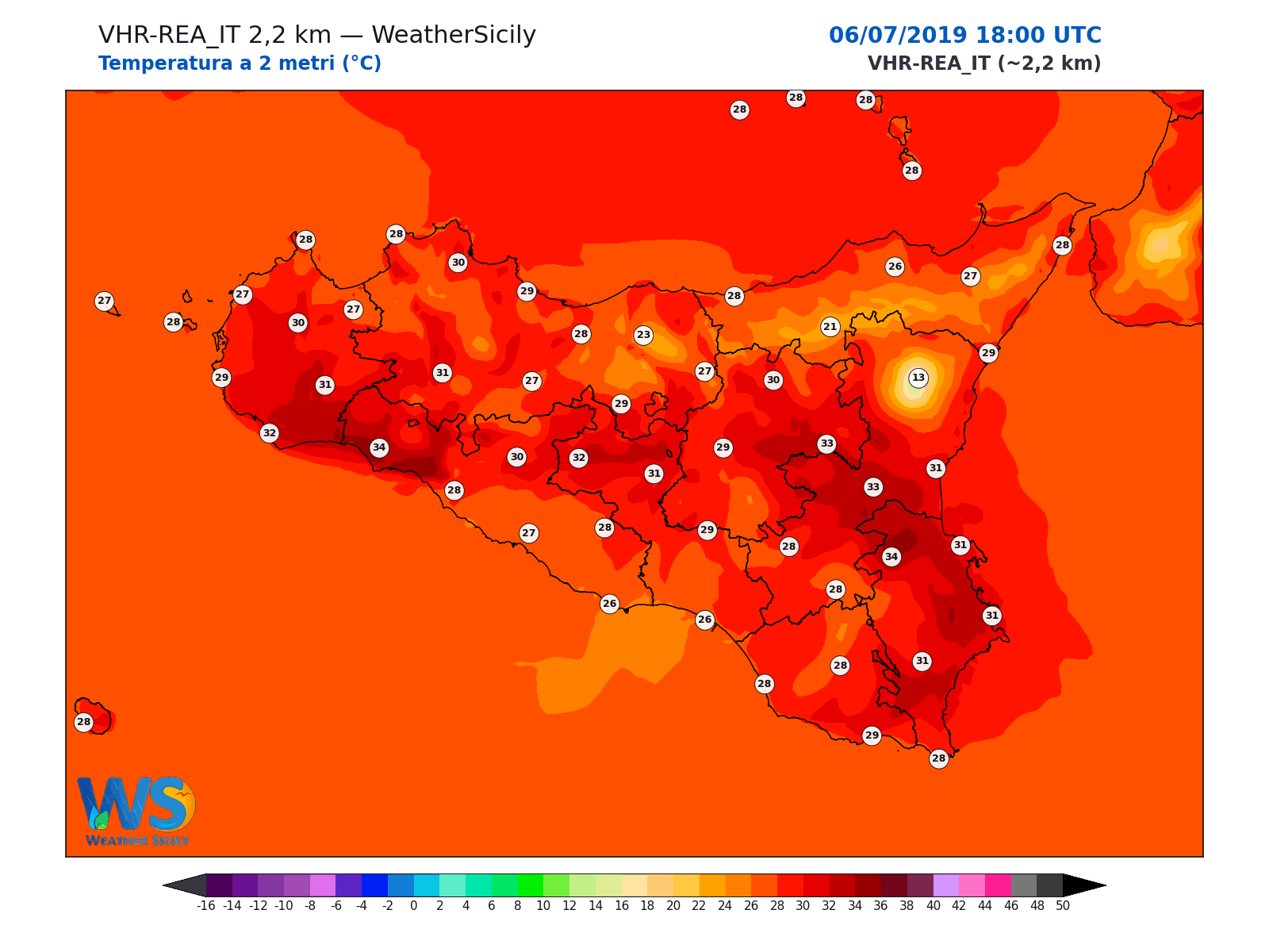 Temperatura a 2 metri · 2019070618
