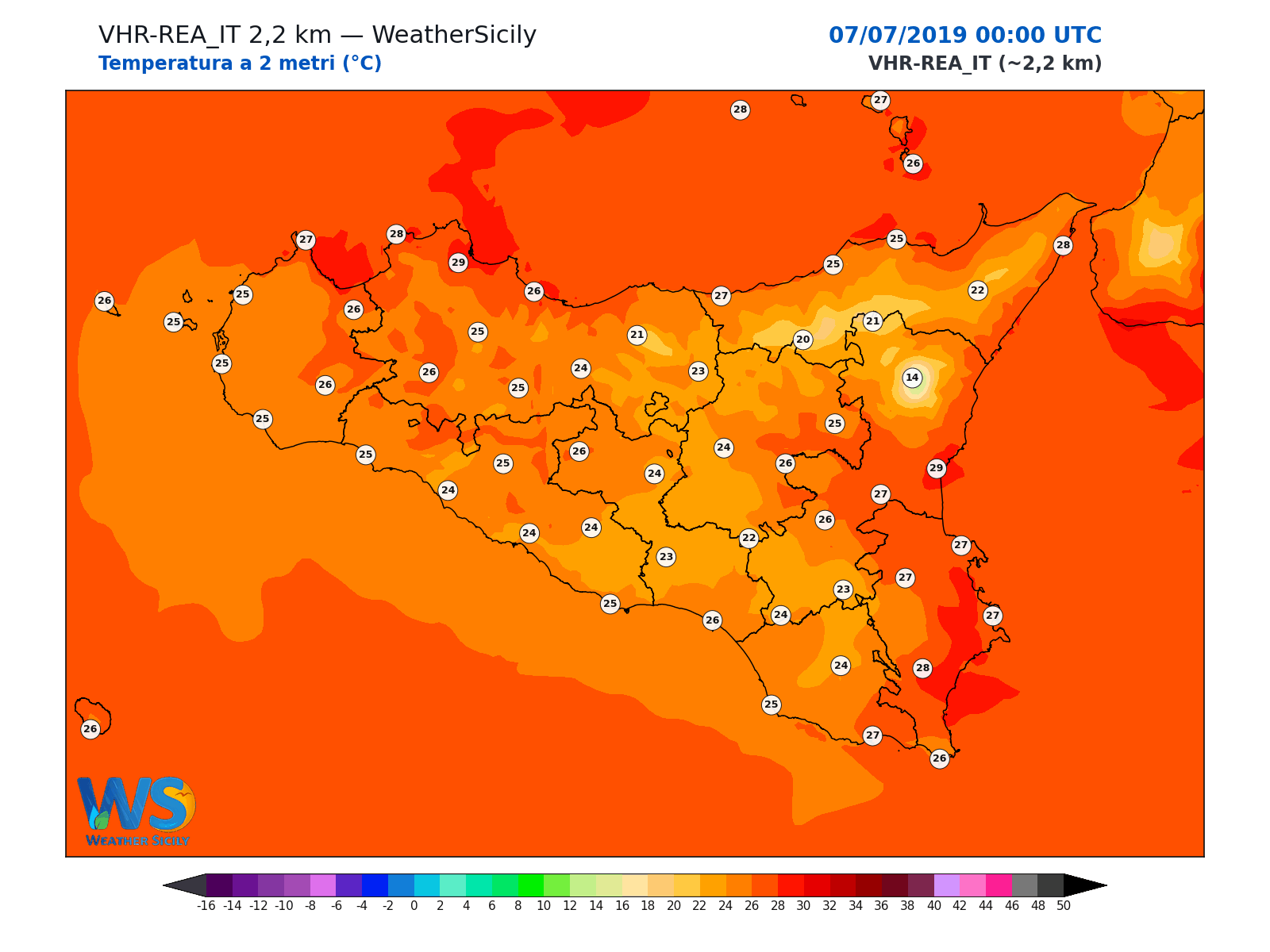 Temperatura a 2 metri · 2019070700