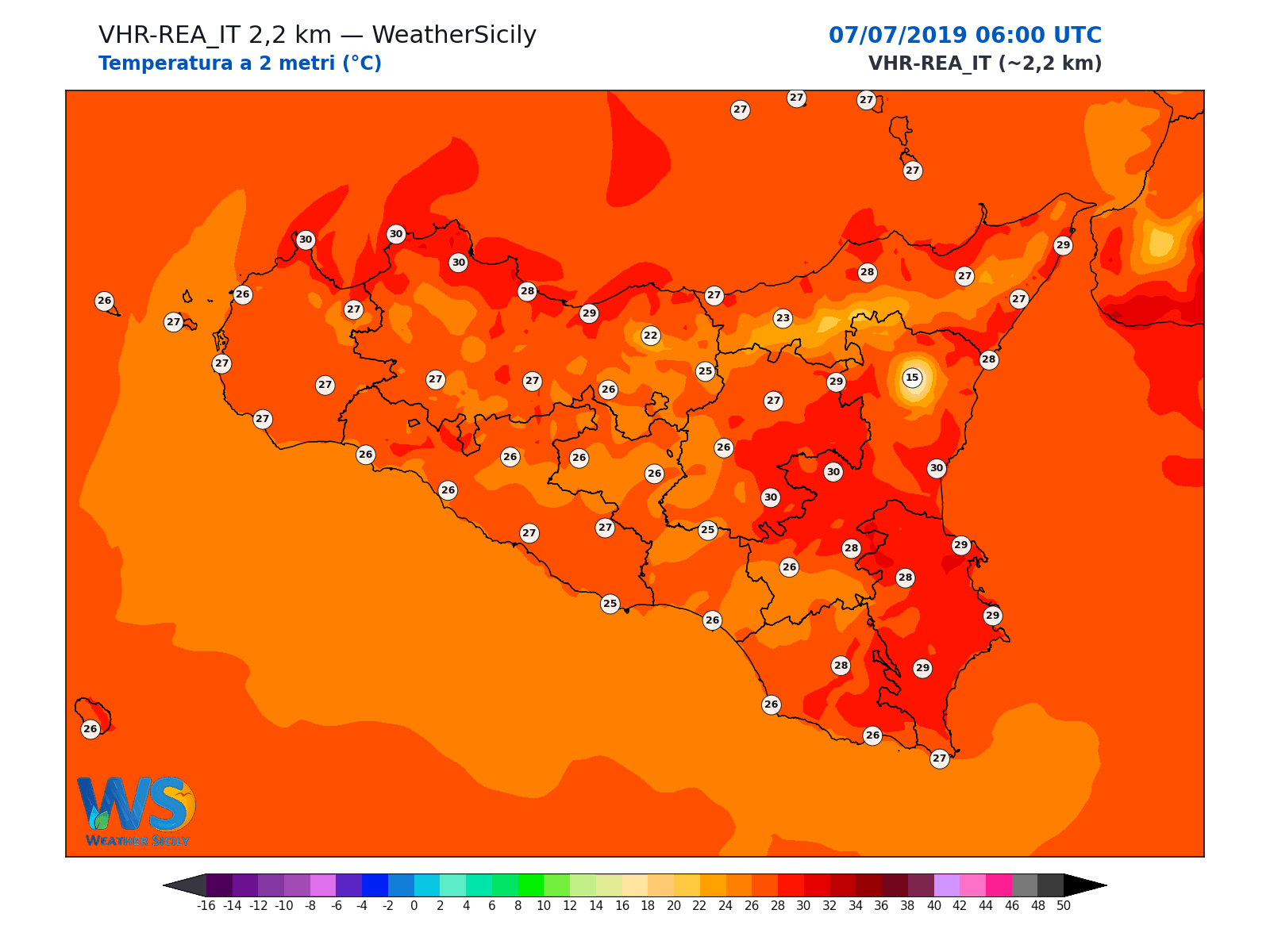 Temperatura a 2 metri · 2019070706