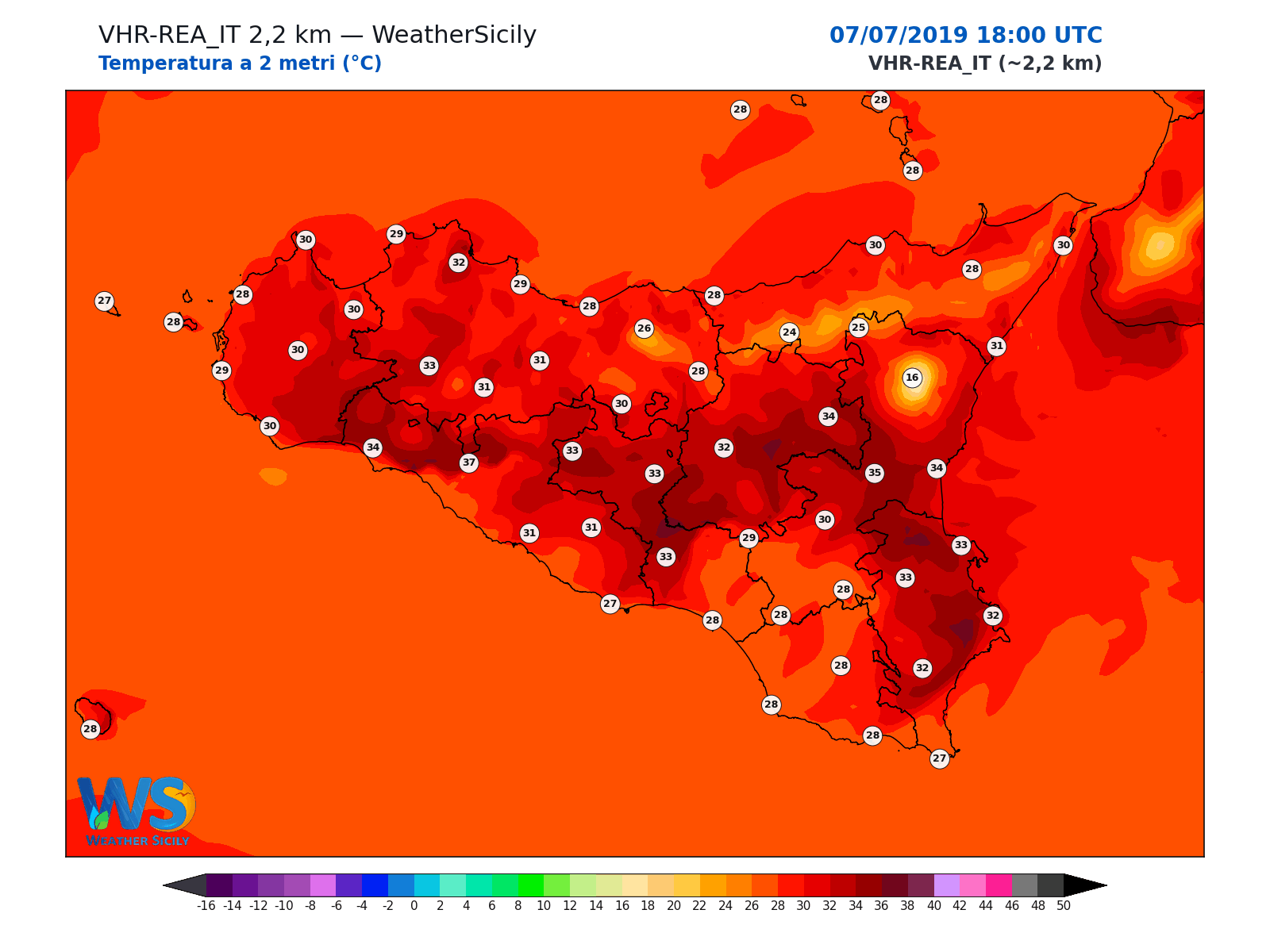 Temperatura a 2 metri · 2019070718