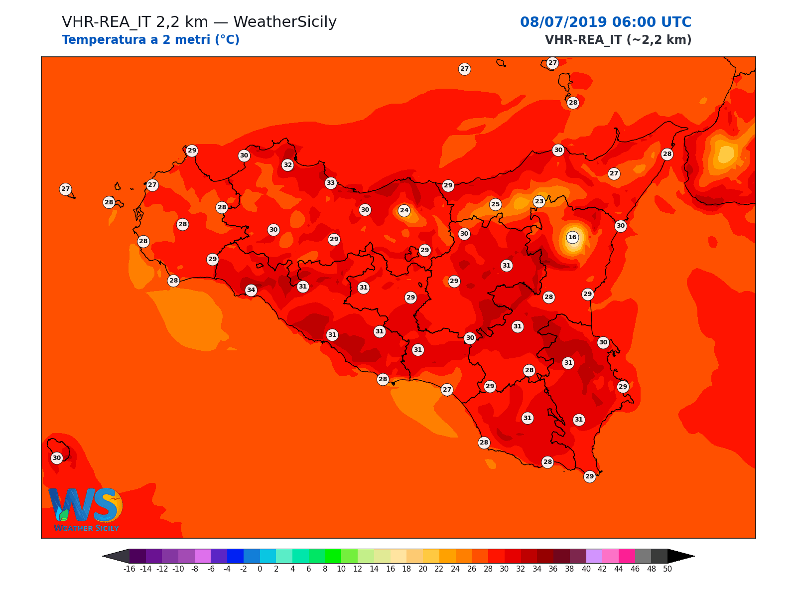 Temperatura a 2 metri · 2019070806