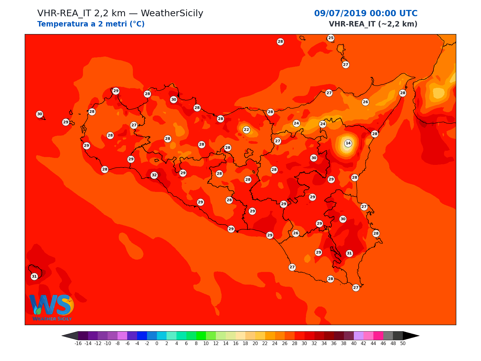 Temperatura a 2 metri · 2019070900