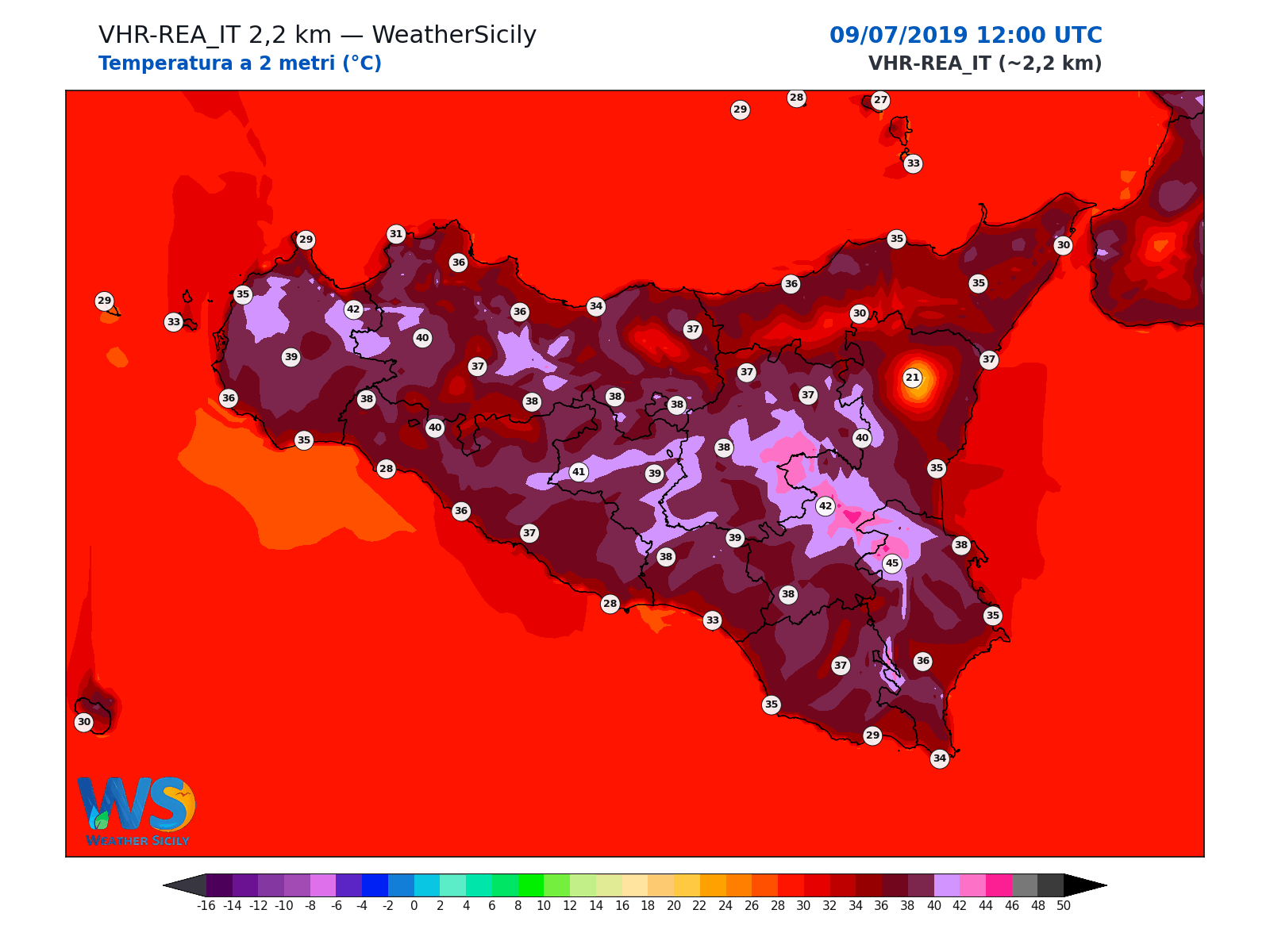Temperatura a 2 metri · 2019070912