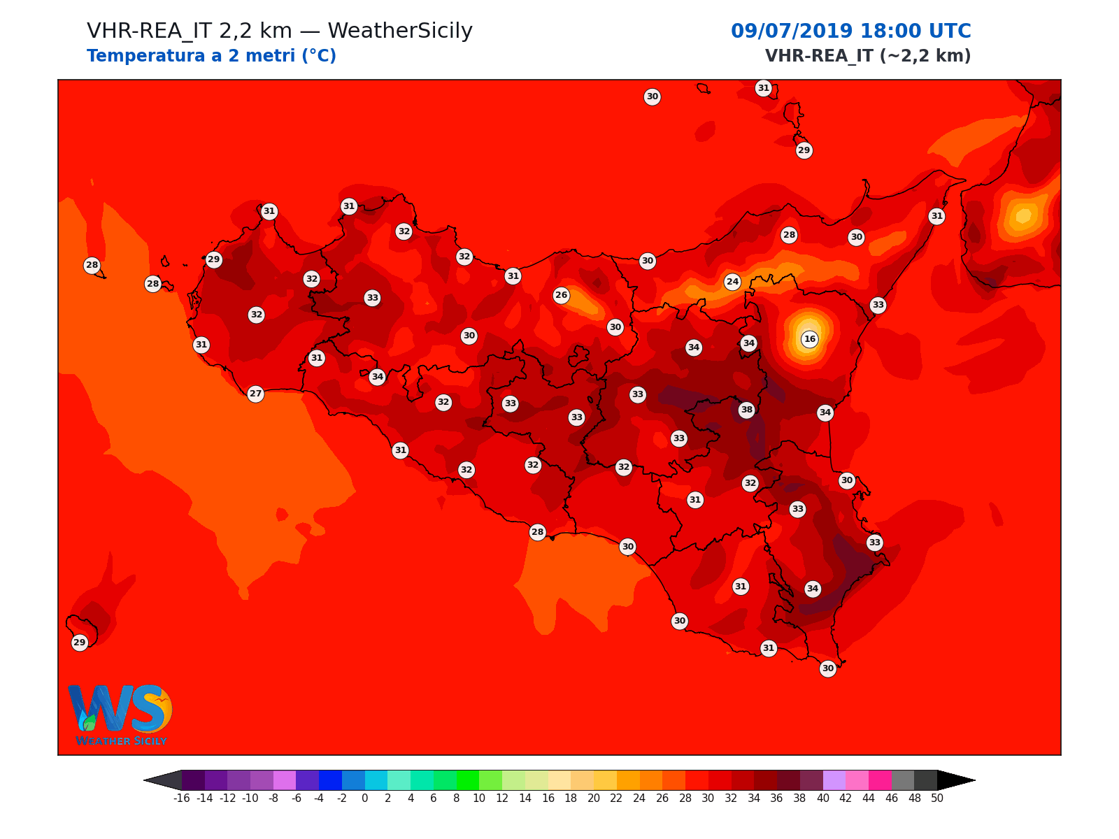 Temperatura a 2 metri · 2019070918