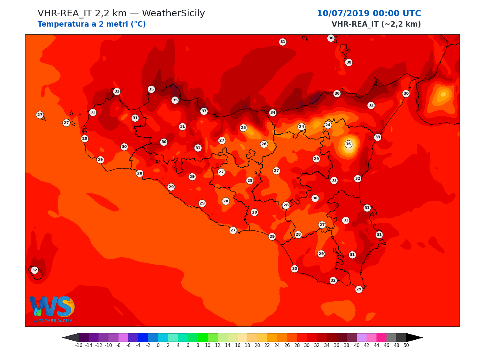 Temperatura a 2 metri · 2019071000