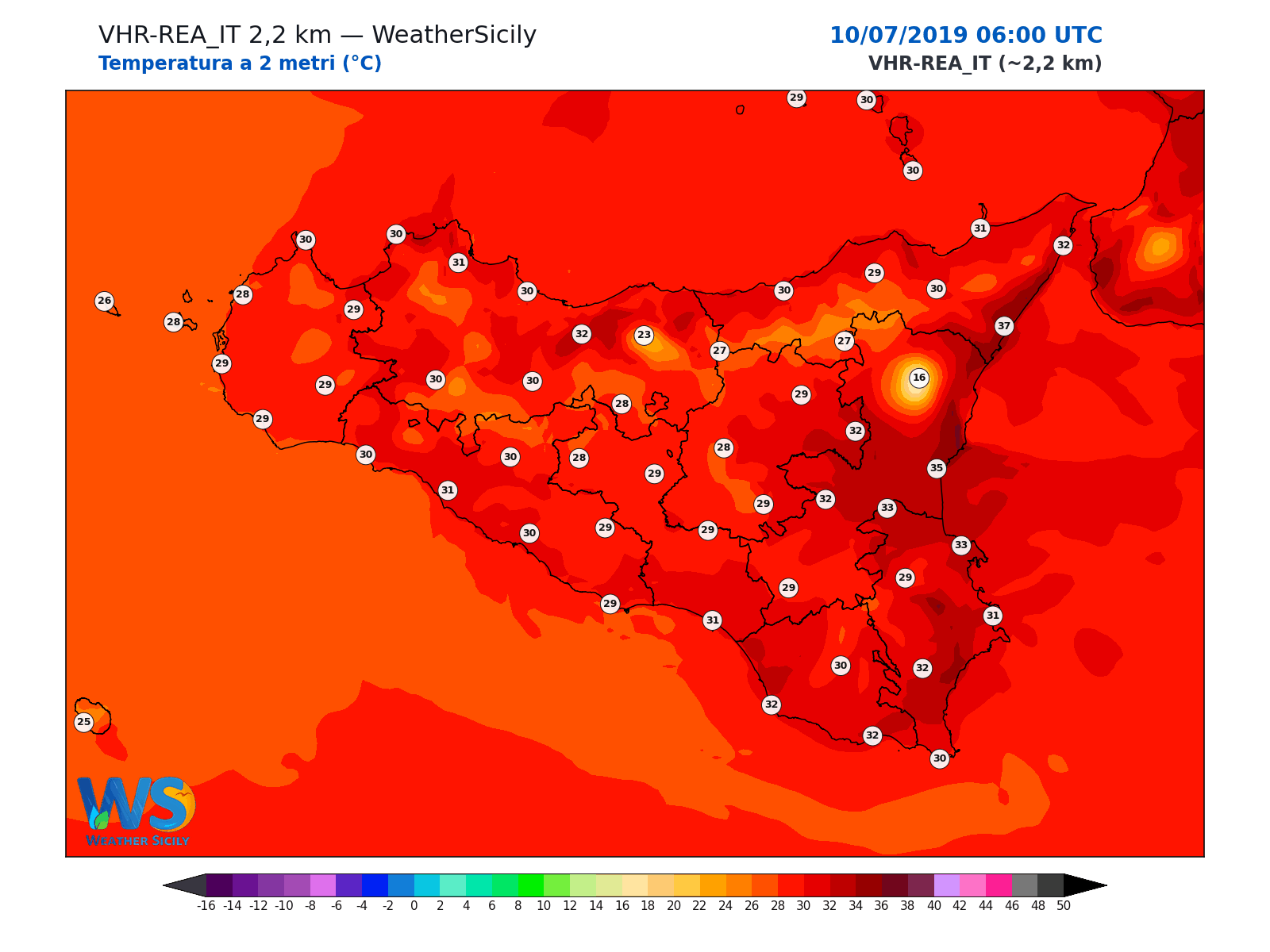 Temperatura a 2 metri · 2019071006