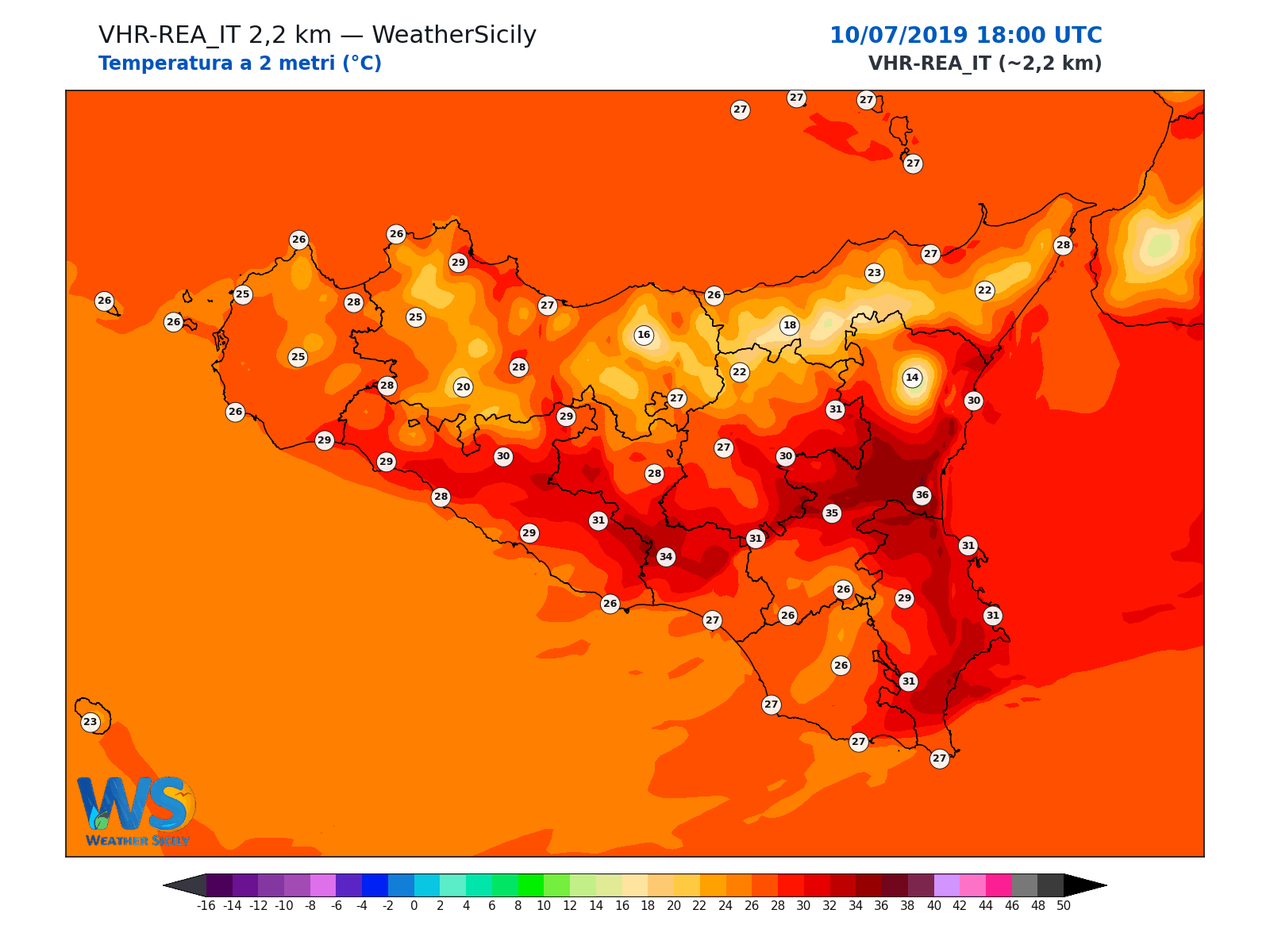 Temperatura a 2 metri · 2019071018