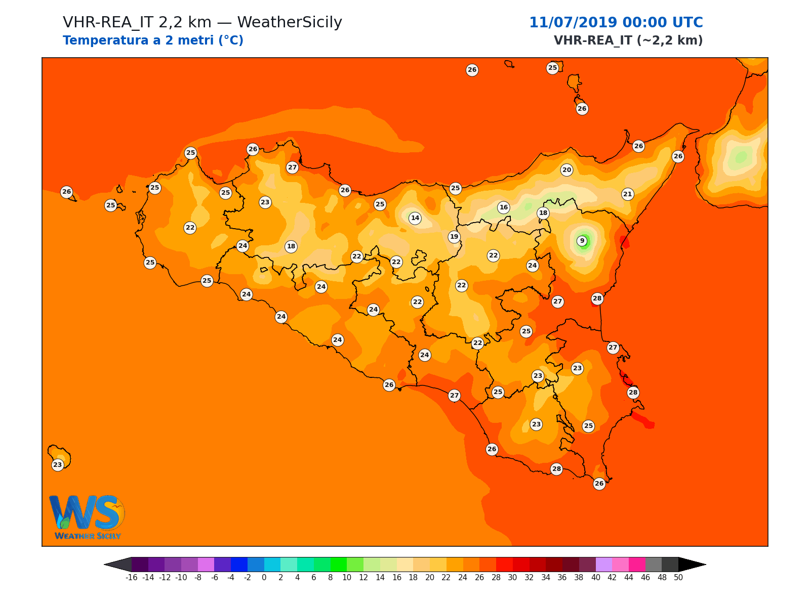 Temperatura a 2 metri · 2019071100