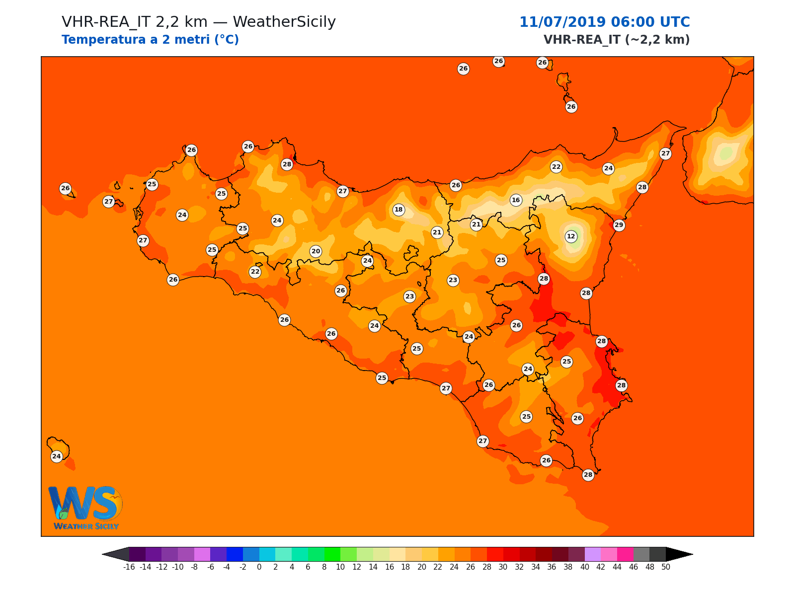 Temperatura a 2 metri · 2019071106