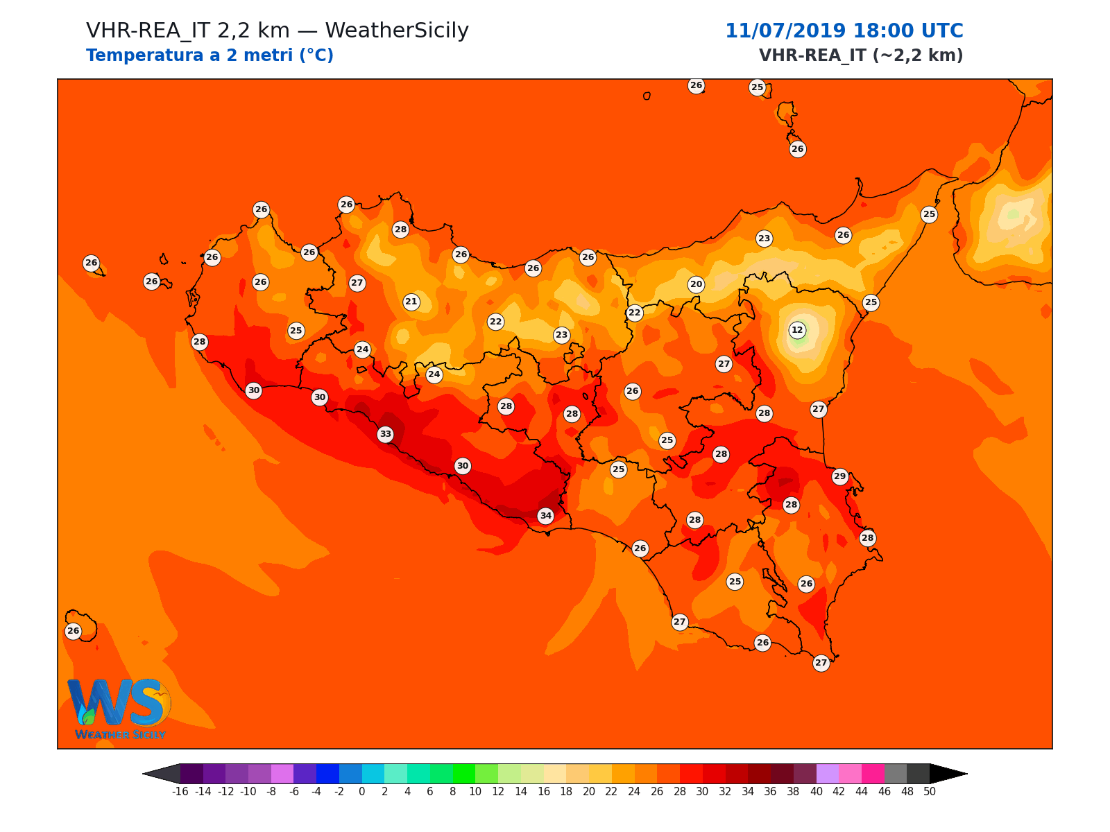 Temperatura a 2 metri · 2019071118