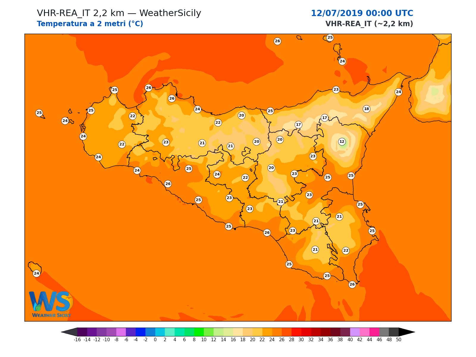Temperatura a 2 metri · 2019071200