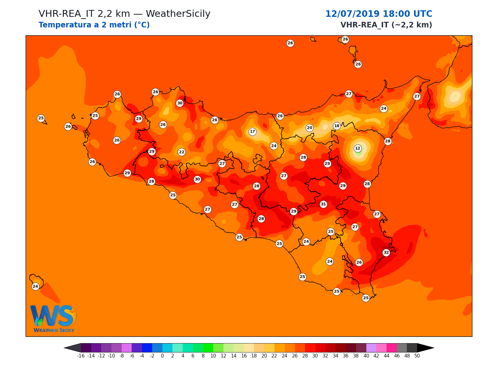 Temperatura a 2 metri · 2019071218