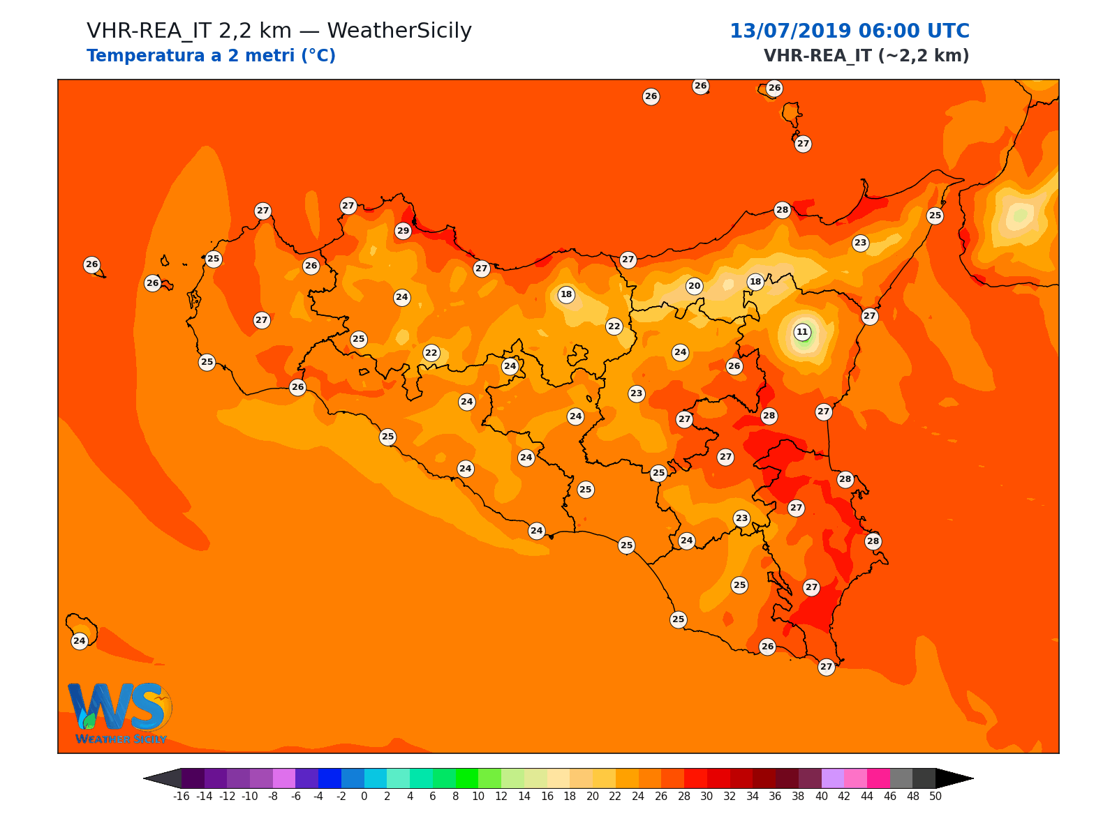 Temperatura a 2 metri · 2019071306