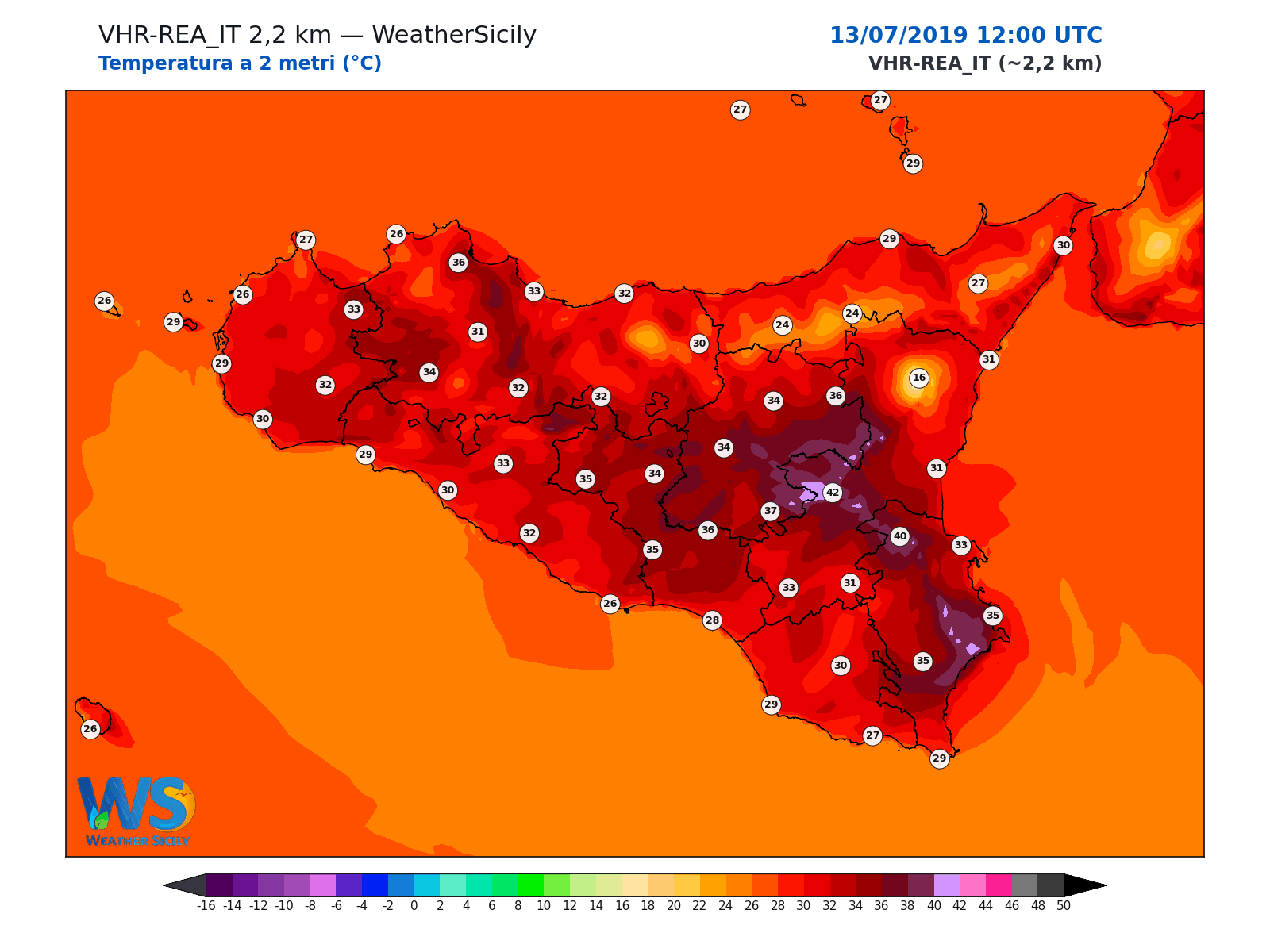 Temperatura a 2 metri · 2019071312