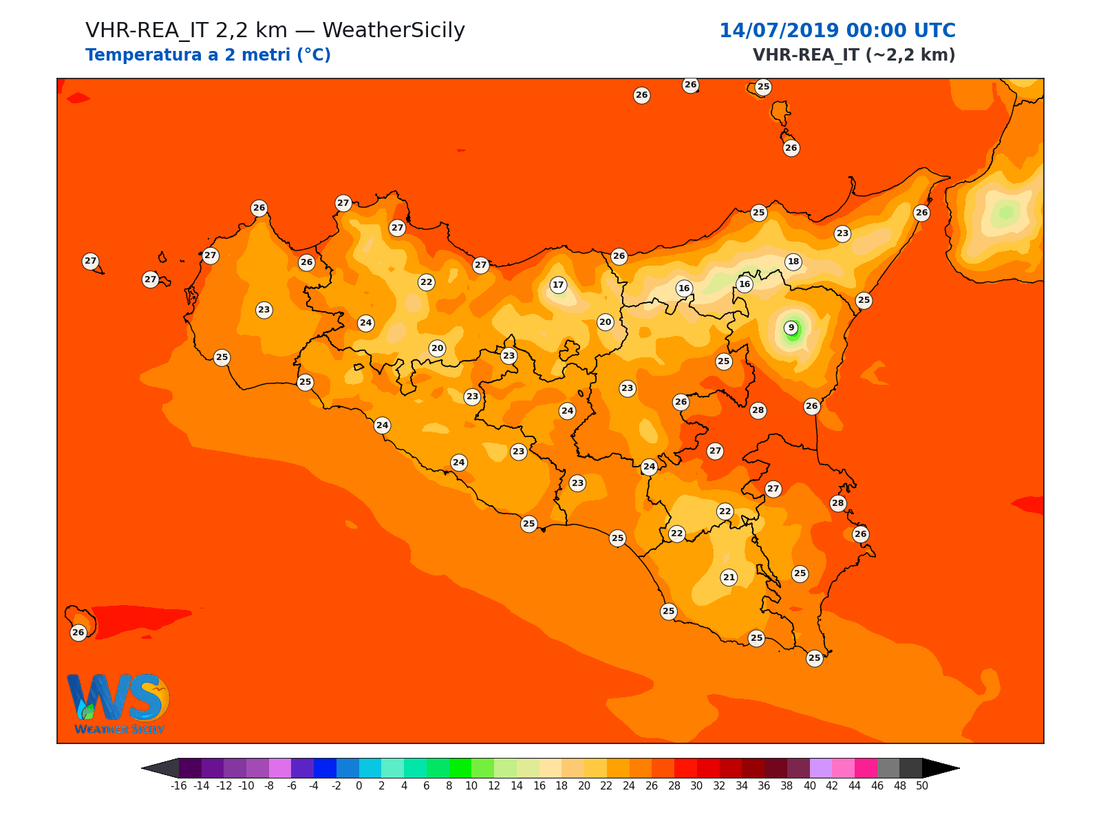 Temperatura a 2 metri · 2019071400