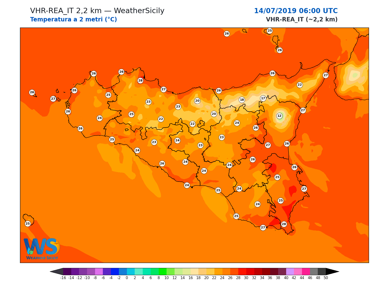 Temperatura a 2 metri · 2019071406