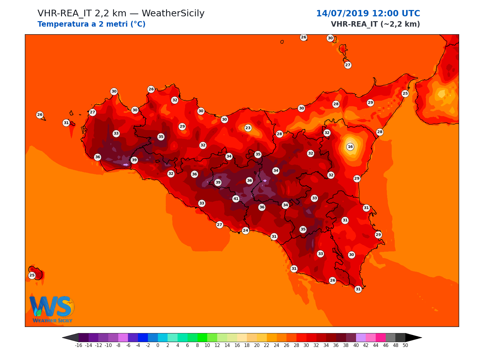Temperatura a 2 metri · 2019071412