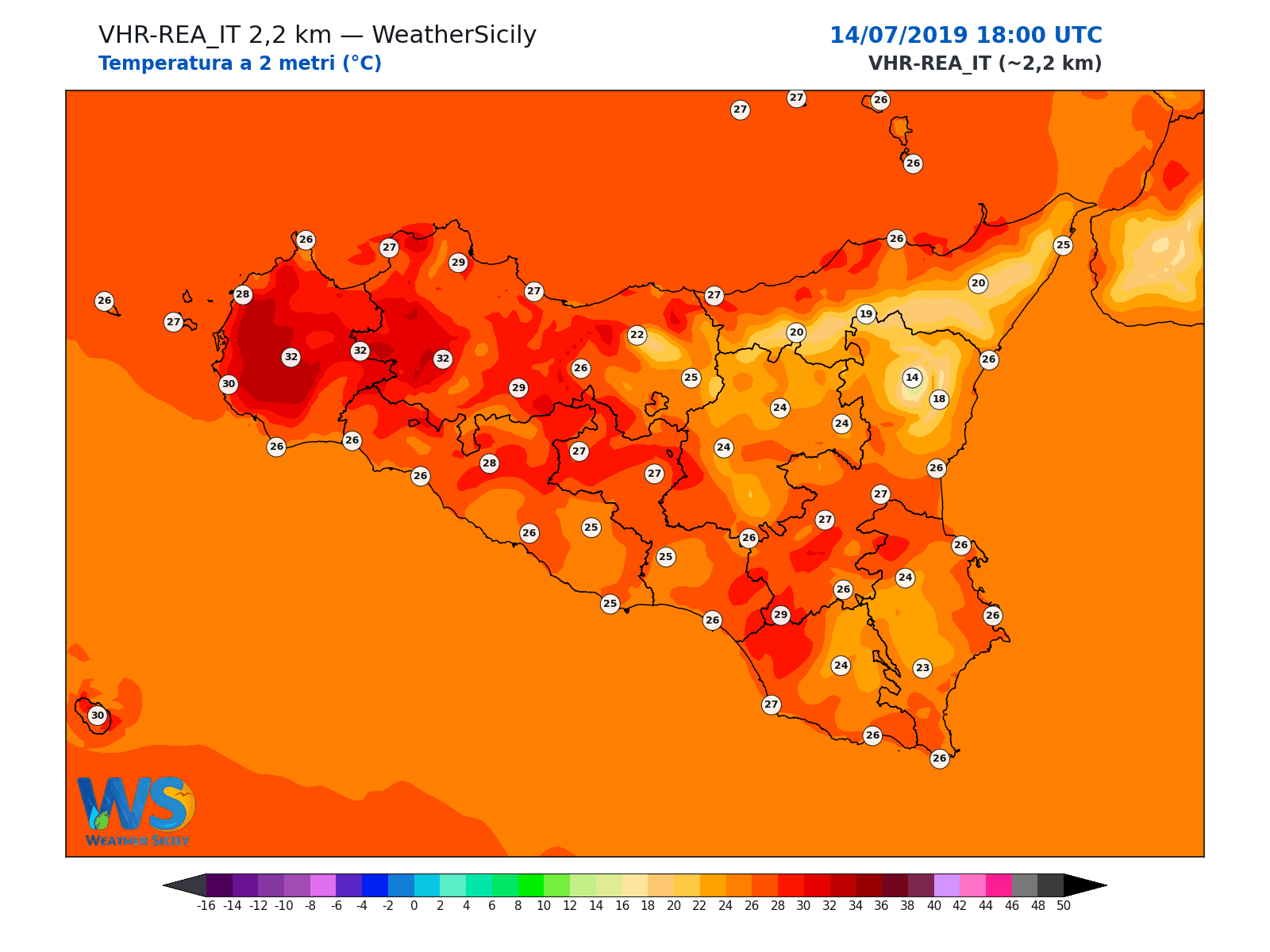 Temperatura a 2 metri · 2019071418