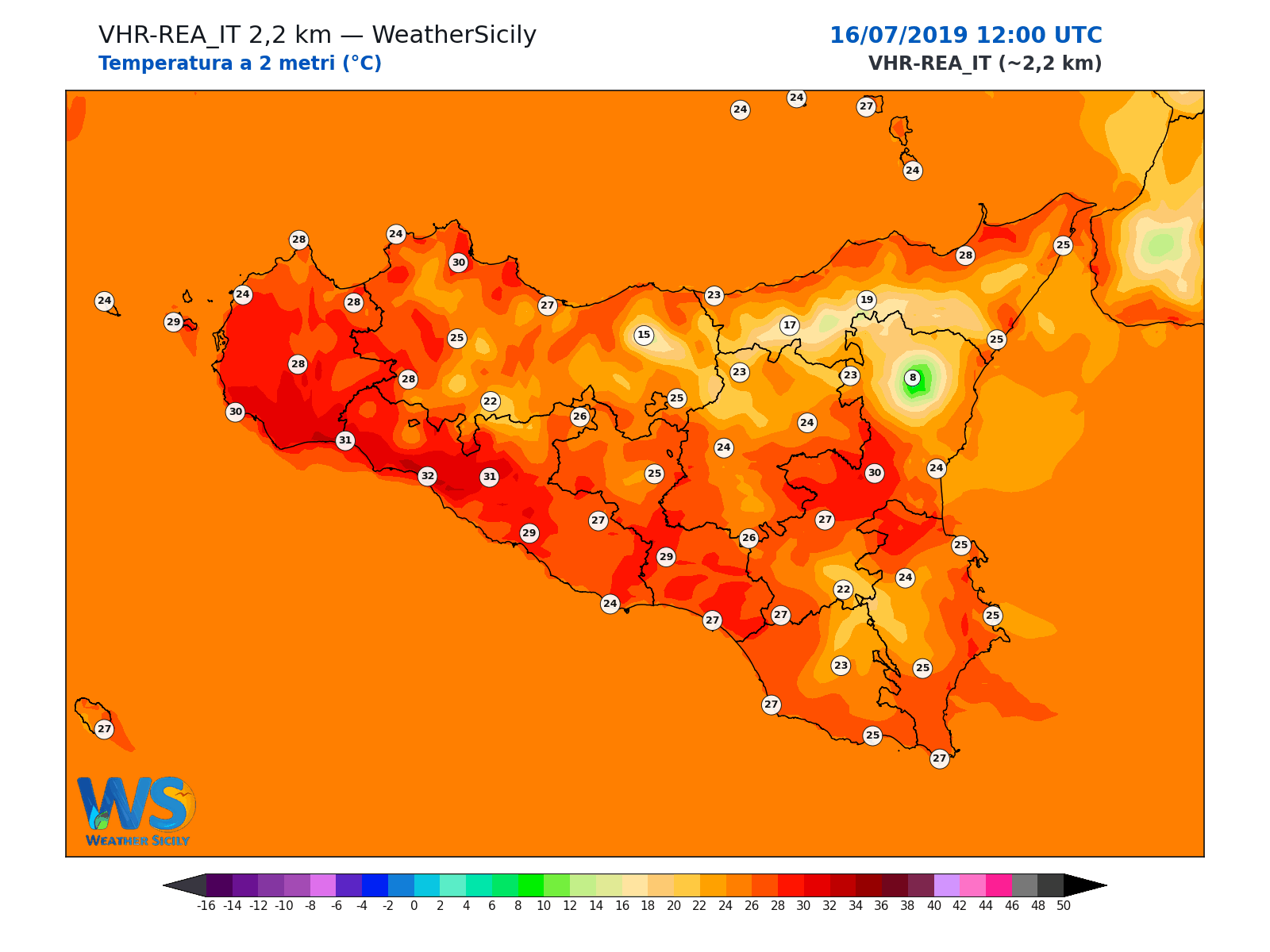 Temperatura a 2 metri · 2019071612