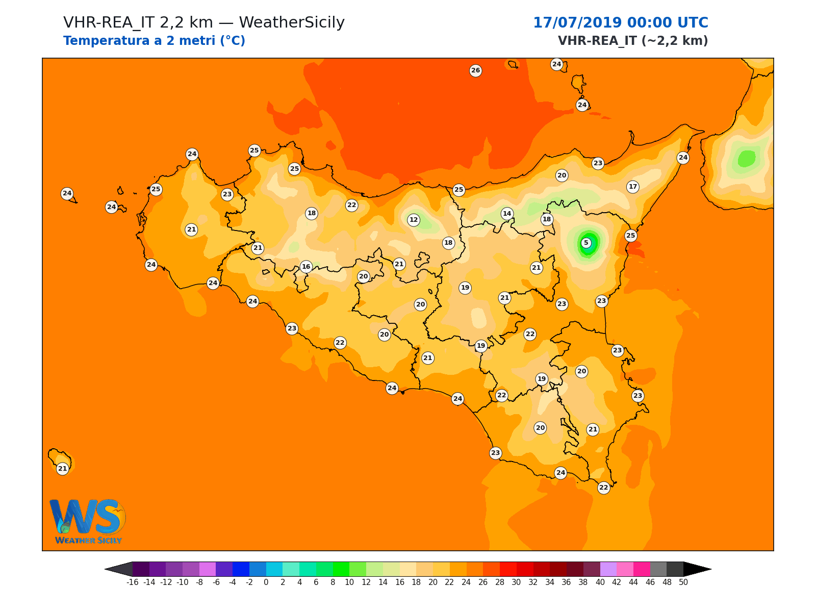 Temperatura a 2 metri · 2019071700