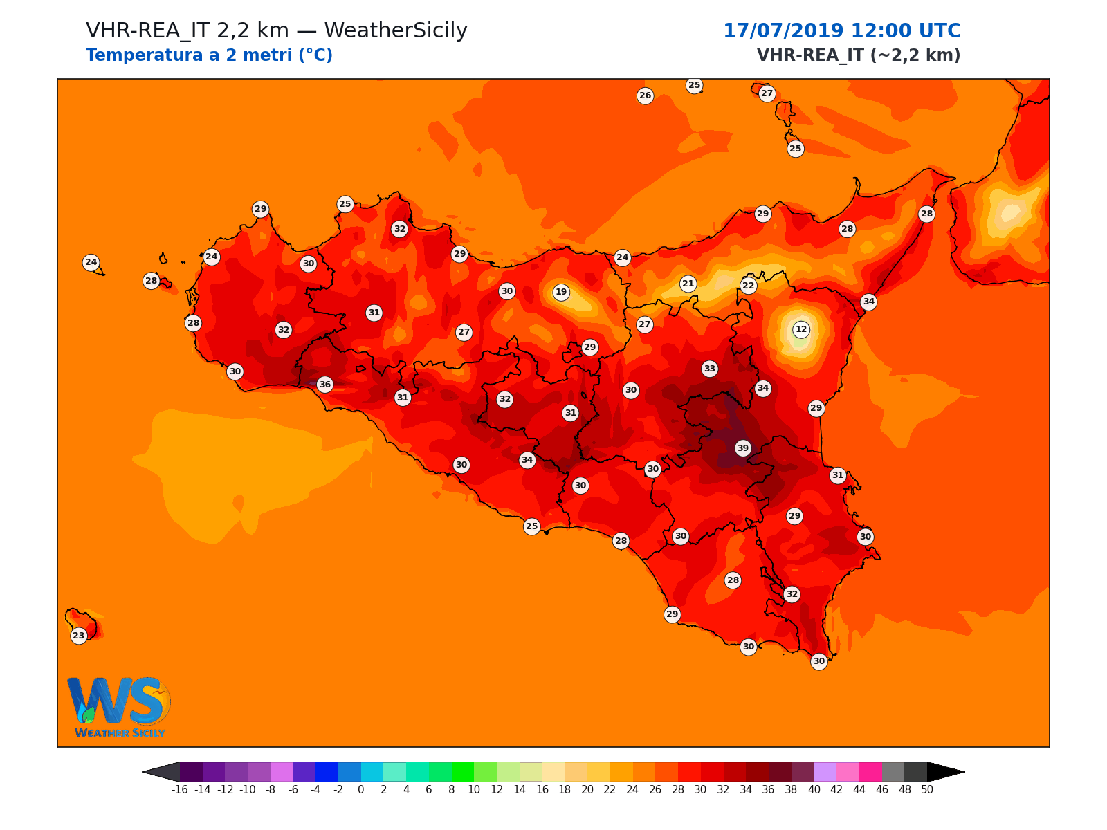 Temperatura a 2 metri · 2019071712