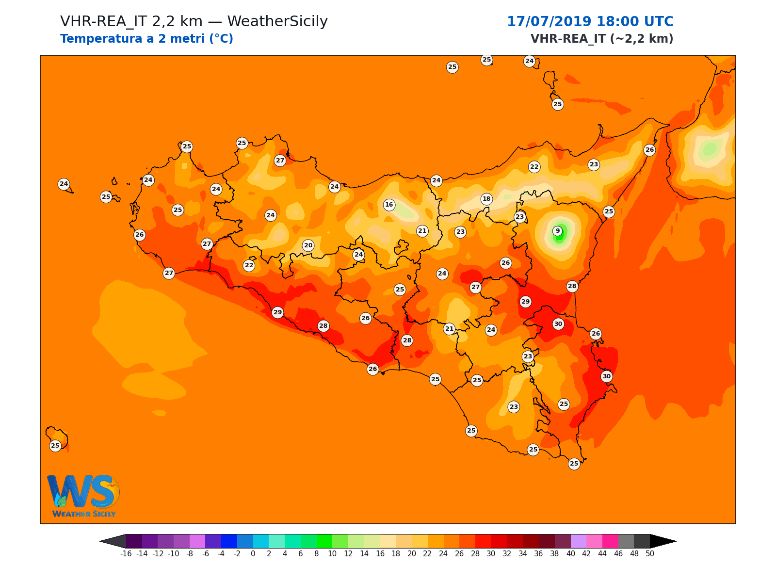 Temperatura a 2 metri · 2019071718