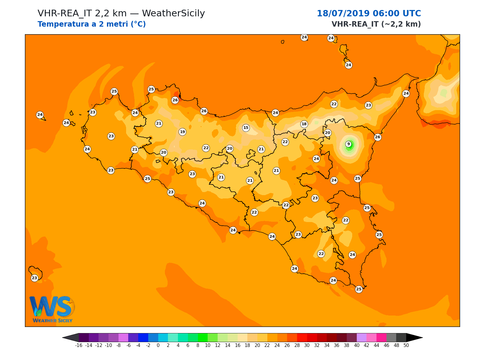 Temperatura a 2 metri · 2019071806