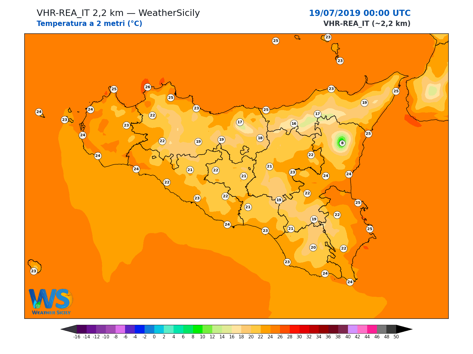 Temperatura a 2 metri · 2019071900