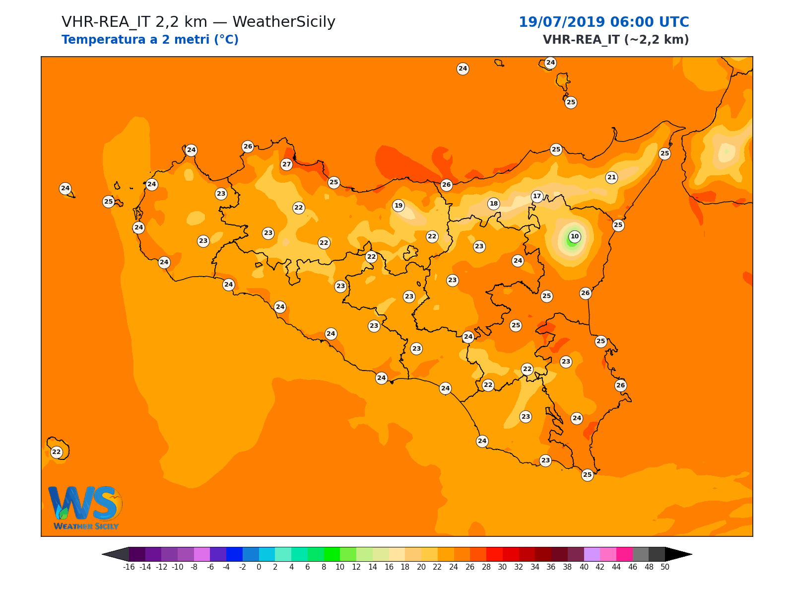 Temperatura a 2 metri · 2019071906