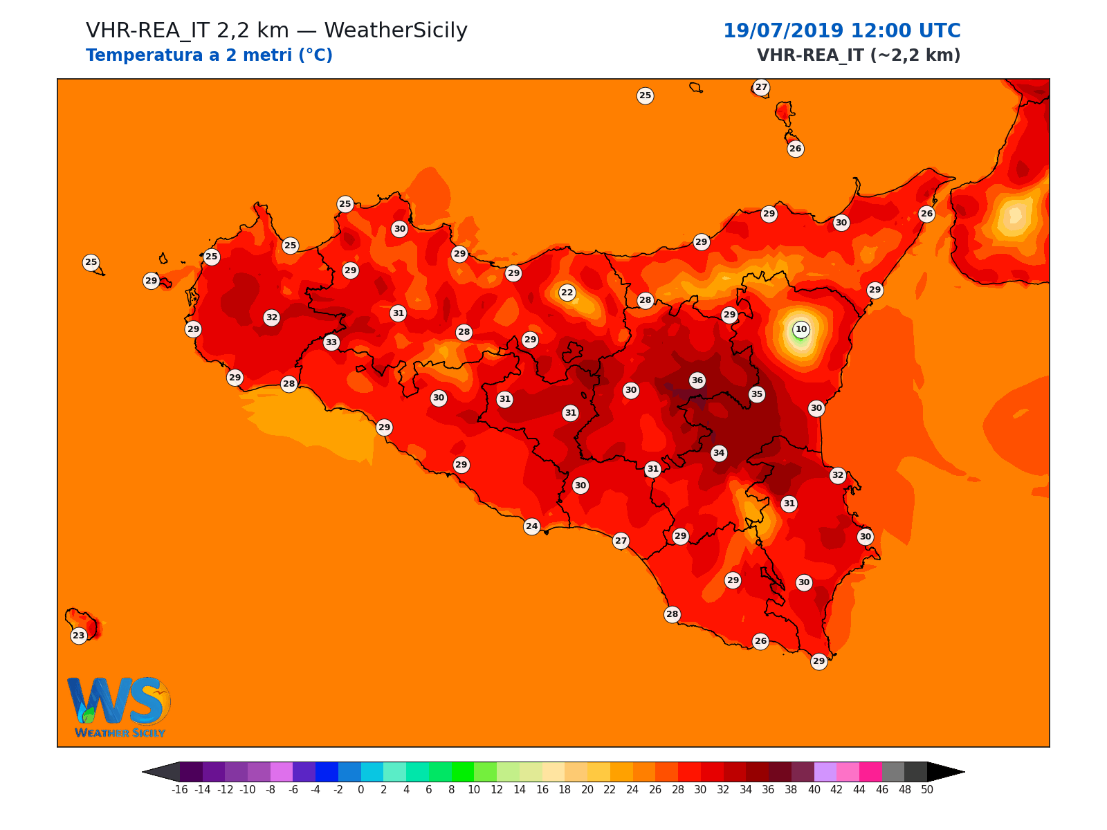 Temperatura a 2 metri · 2019071912