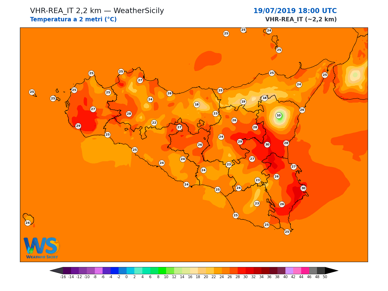 Temperatura a 2 metri · 2019071918