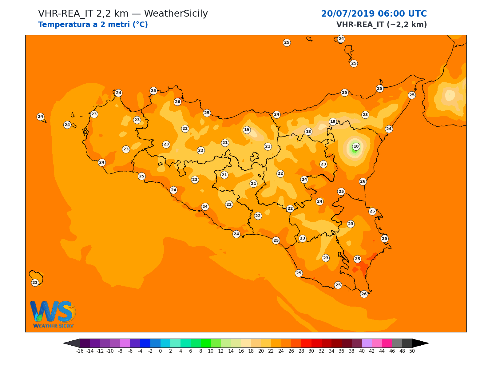 Temperatura a 2 metri · 2019072006