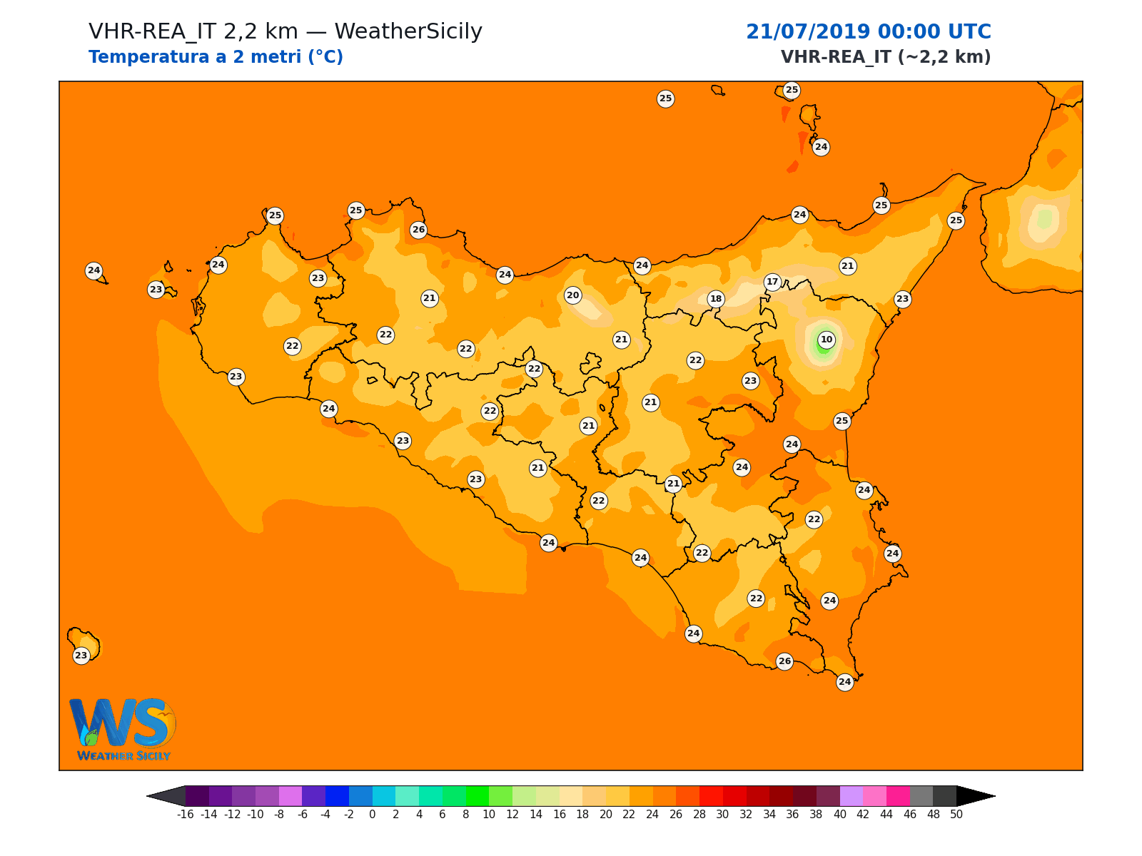 Temperatura a 2 metri · 2019072100