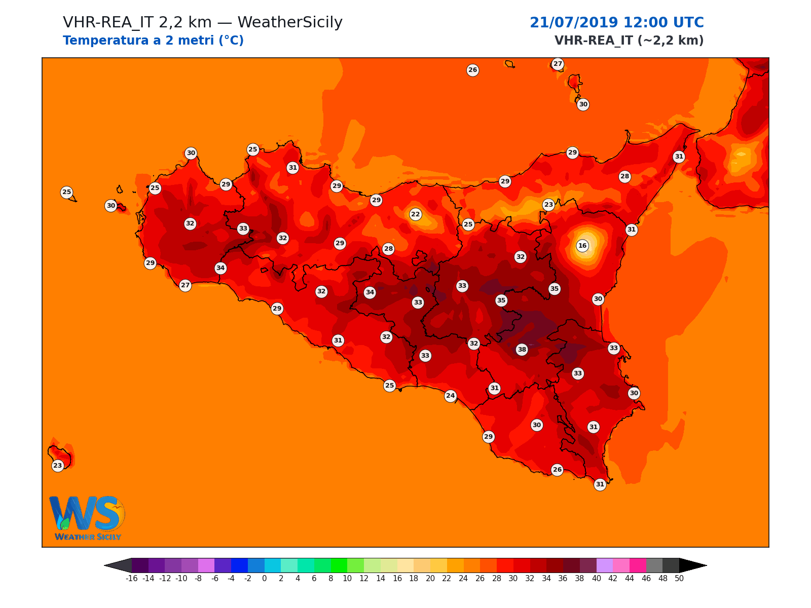 Temperatura a 2 metri · 2019072112
